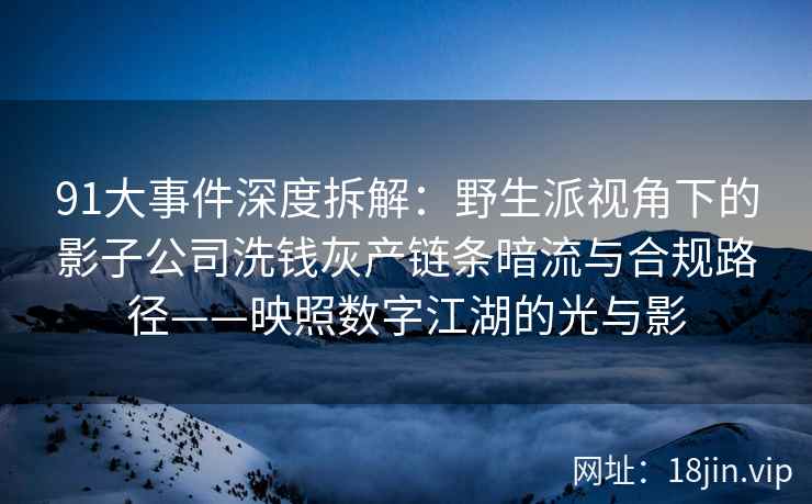 91大事件深度拆解：野生派视角下的影子公司洗钱灰产链条暗流与合规路径——映照数字江湖的光与影
