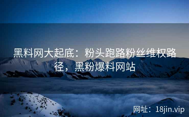 黑料网大起底：粉头跑路粉丝维权路径，黑粉爆料网站